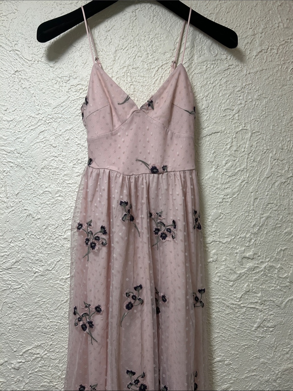 H&M Pale Pink Floral Overlay Spaghetti-Strap Dress BRAND NEW WITH TAG Size 2